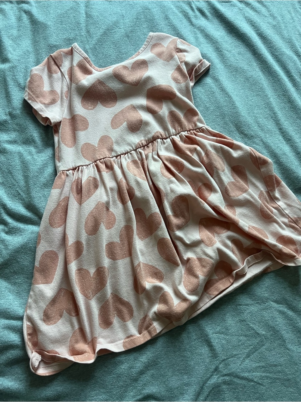 Cat & Jack Pink Heart Short Sleeve Twirl Dress